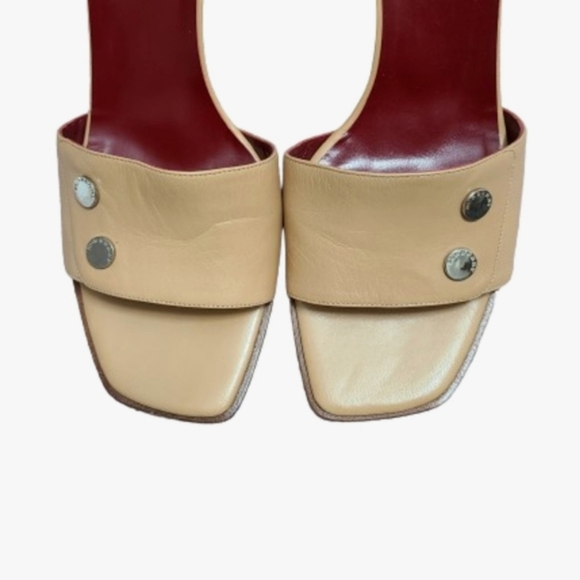 BURBERRY Open Toe Leather  Heeled Mules Womens Slide Sandals Size EU 41/ US 10.5 - Picture 12 of 15